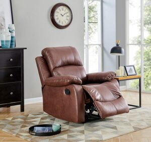 BANTIA FURNITURES PVT LTD Stratus Single Seater Faux Linen Manual Recliner for Living Room (Dark Brown) 23