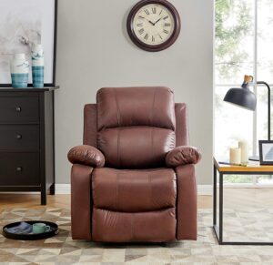 BANTIA FURNITURES PVT LTD Stratus Single Seater Faux Linen Manual Recliner for Living Room (Dark Brown)