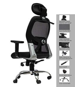 Lifecare Head Rest mesh HIGH Back Office Chair Adjustable Arms and Height Adjustment with Comfortable Back Support