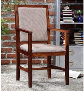Craftatoz Sheesham Wood Arm Cushioned Seating Chair Comfort Back Rest Chair
