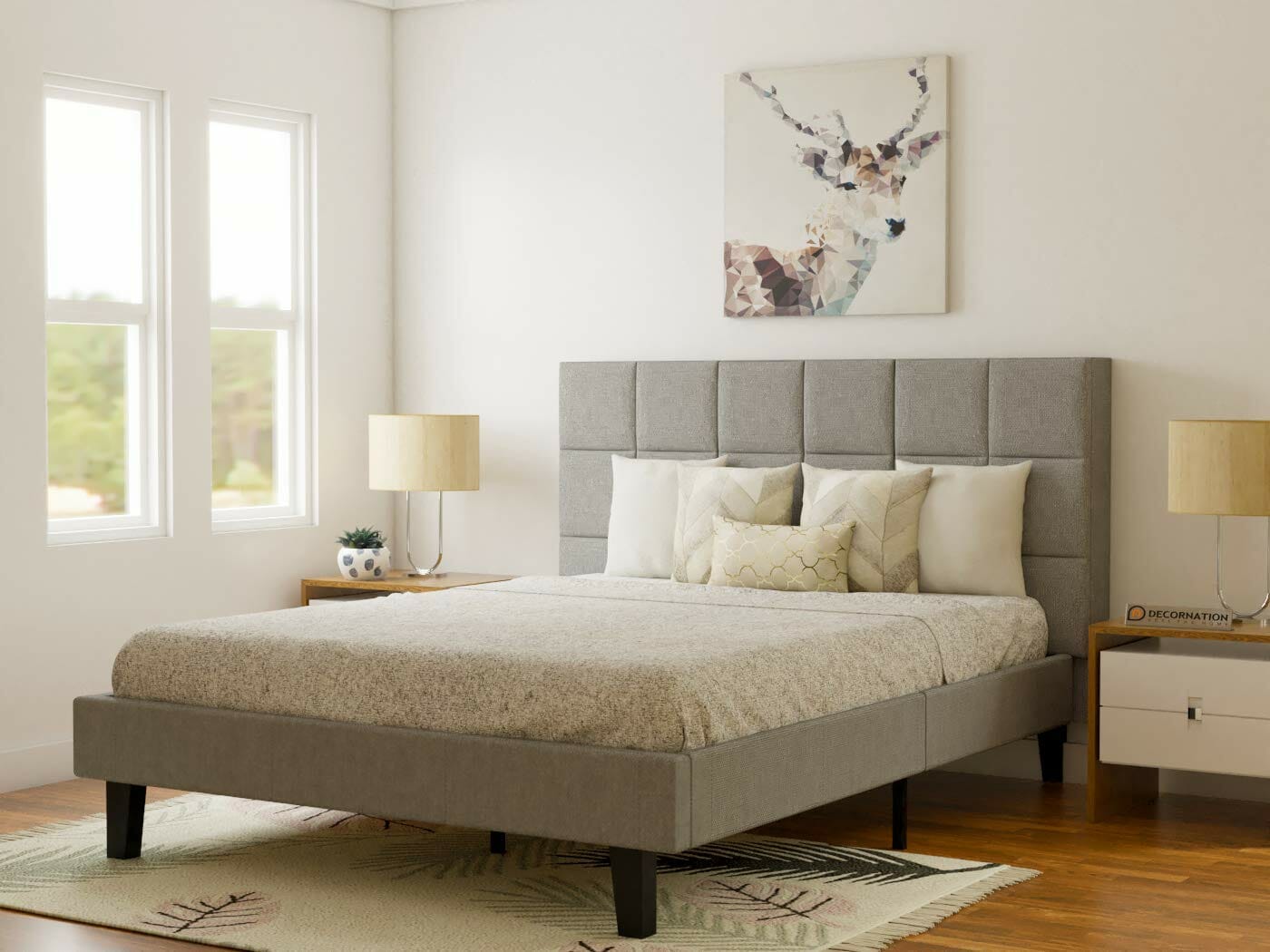 DecorNation Julius Upholstered Platform Bed